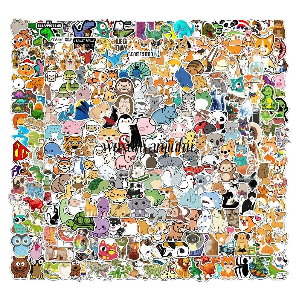 100/300PCS Mix Cute Cartoon Animals Graffiti Stickers DIY Phone Guitar Laptop Notebook Suitcase Cup Waterproof Sticker