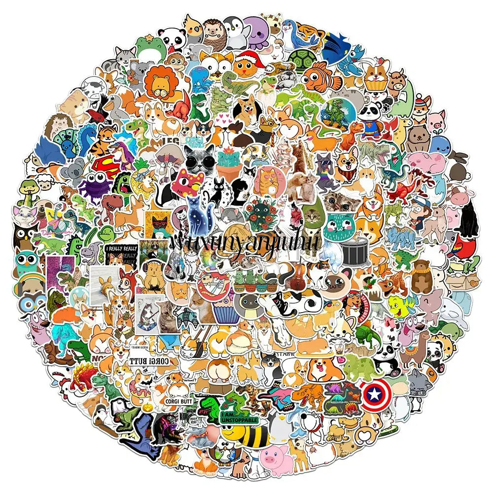 100/300PCS Mix Cute Cartoon Animals Graffiti Stickers DIY Phone Guitar Laptop Notebook Suitcase Cup Waterproof Sticker