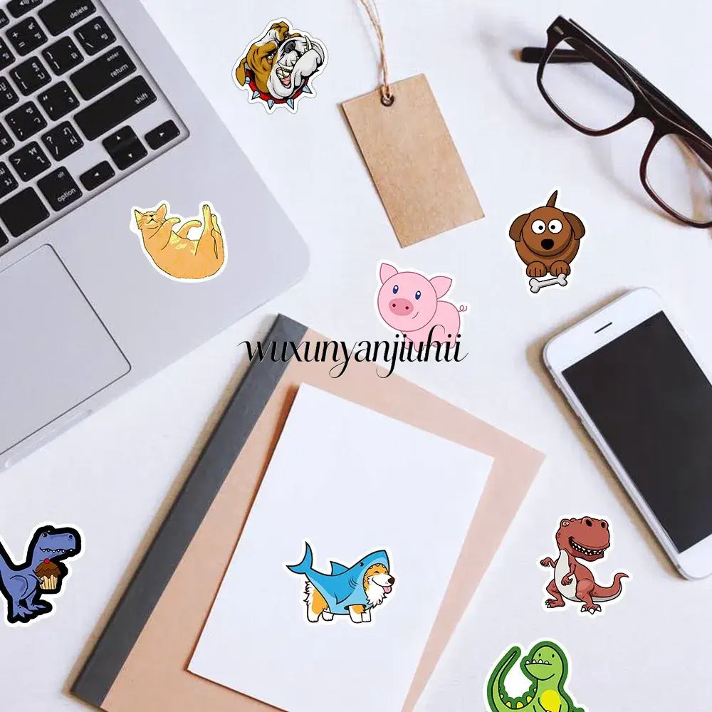 100/300PCS Mix Cute Cartoon Animals Graffiti Stickers DIY Phone Guitar Laptop Notebook Suitcase Cup Waterproof Sticker