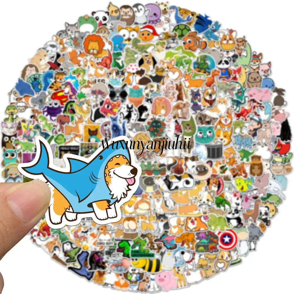 100/300PCS Mix Cute Cartoon Animals Graffiti Stickers DIY Phone Guitar Laptop Notebook Suitcase Cup Waterproof Sticker