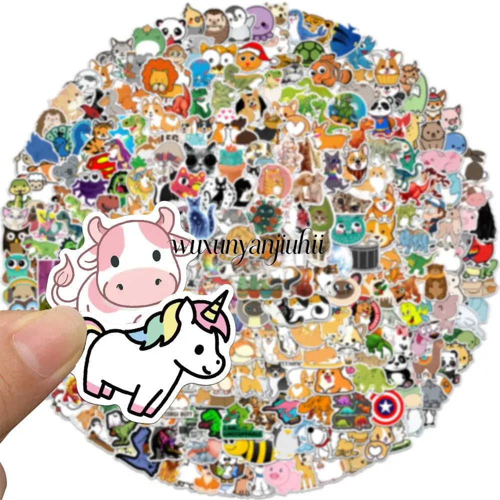 100/300PCS Mix Cute Cartoon Animals Graffiti Stickers DIY Phone Guitar Laptop Notebook Suitcase Cup Waterproof Sticker