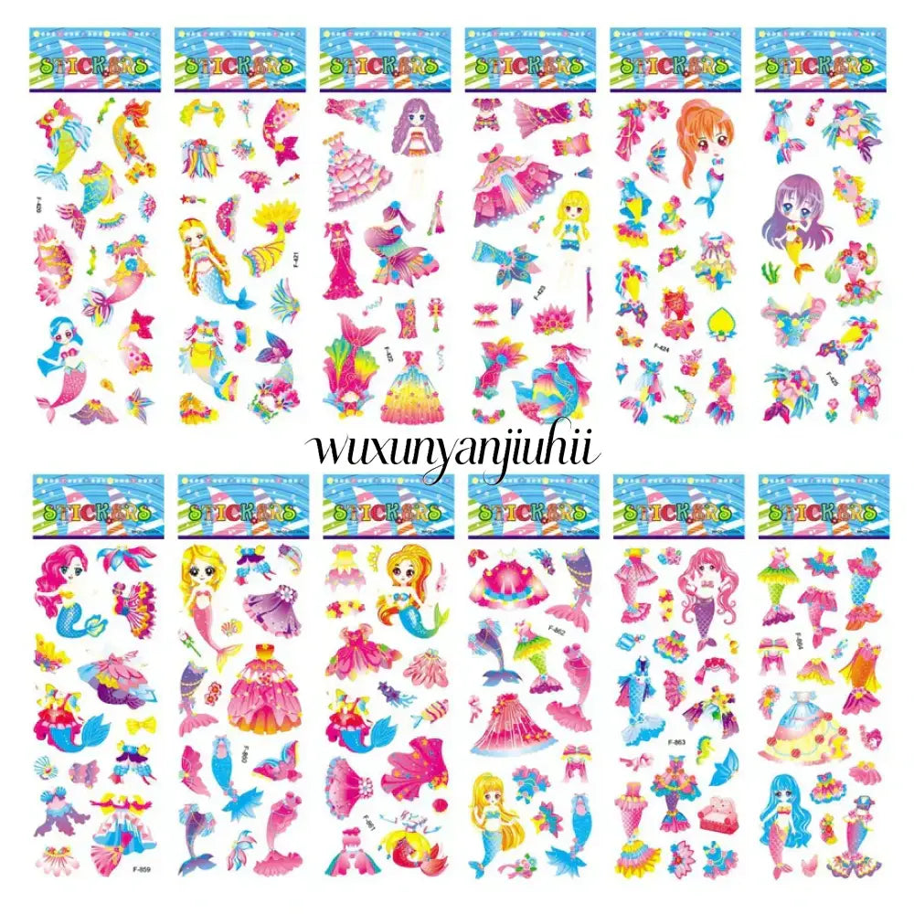 5 Sheets Kids Stickers Puffy Stickers for Children Birthday Christmas New Year Gift for Girl Boy Scrapbooking Cartoon