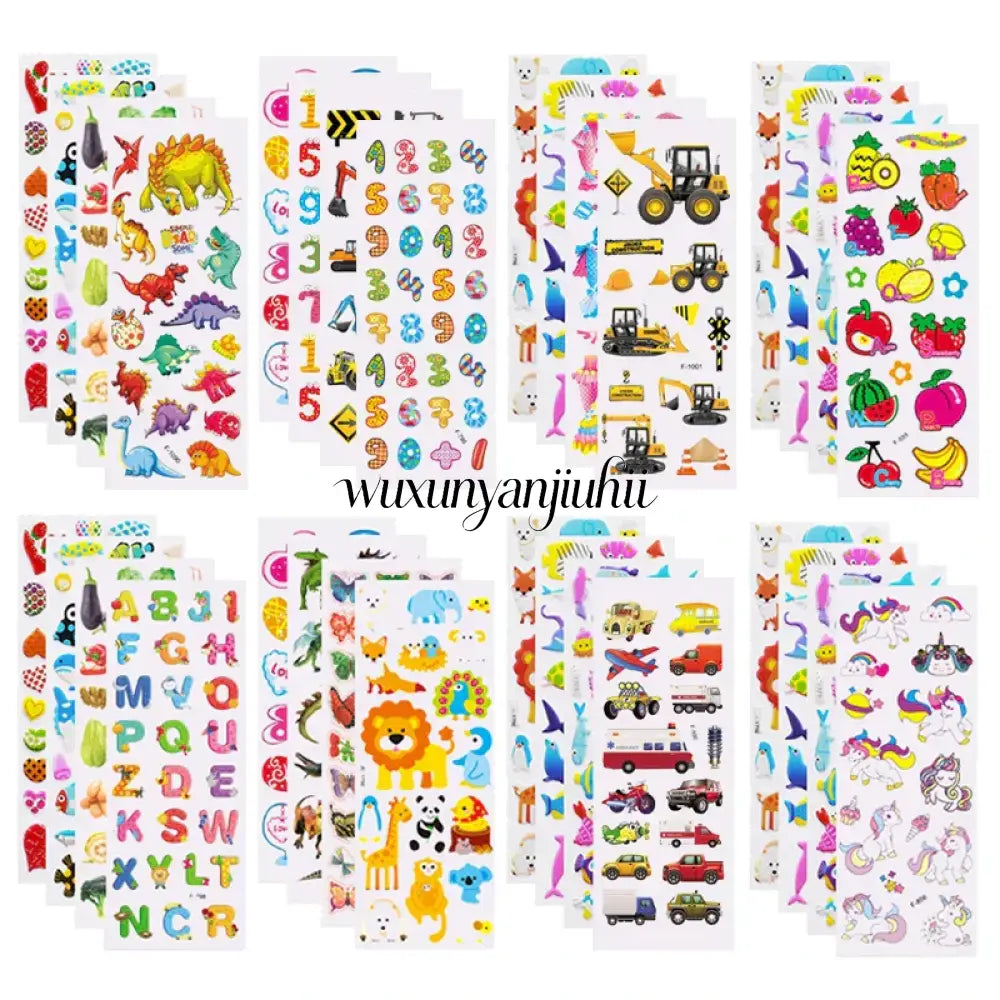 5 Sheets Kids Stickers Puffy Stickers for Children Birthday Christmas New Year Gift for Girl Boy Scrapbooking Cartoon