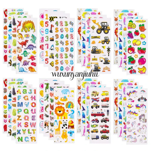 5 Sheets Kids Stickers Puffy Stickers for Children Birthday Christmas New Year Gift for Girl Boy Scrapbooking Cartoon