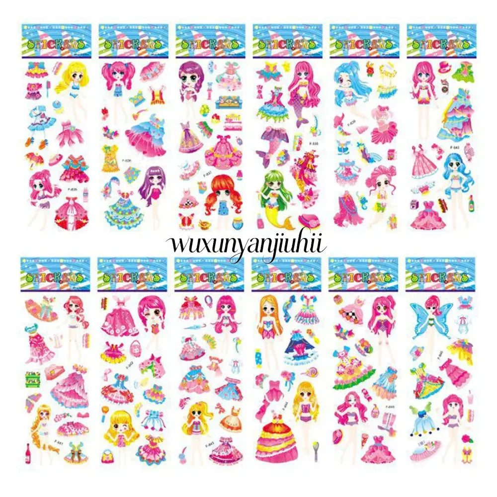 5 Sheets Kids Stickers Puffy Stickers for Children Birthday Christmas New Year Gift for Girl Boy Scrapbooking Cartoon