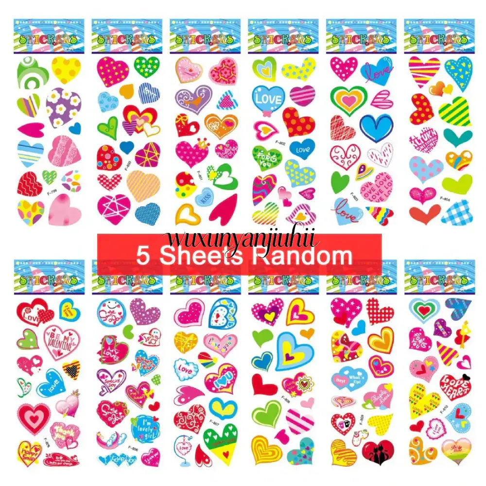 5 Sheets Kids Stickers Puffy Stickers for Children Birthday Christmas New Year Gift for Girl Boy Scrapbooking Cartoon