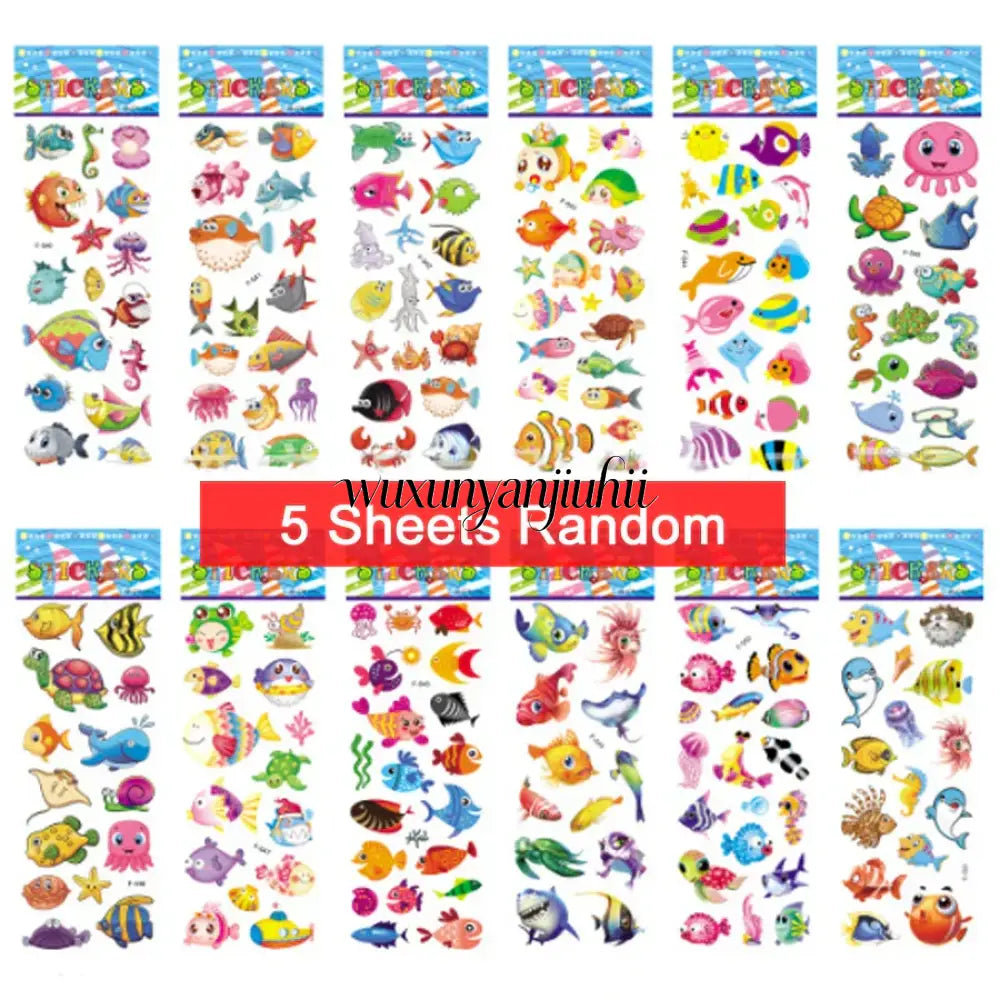 5 Sheets Kids Stickers Puffy Stickers for Children Birthday Christmas New Year Gift for Girl Boy Scrapbooking Cartoon