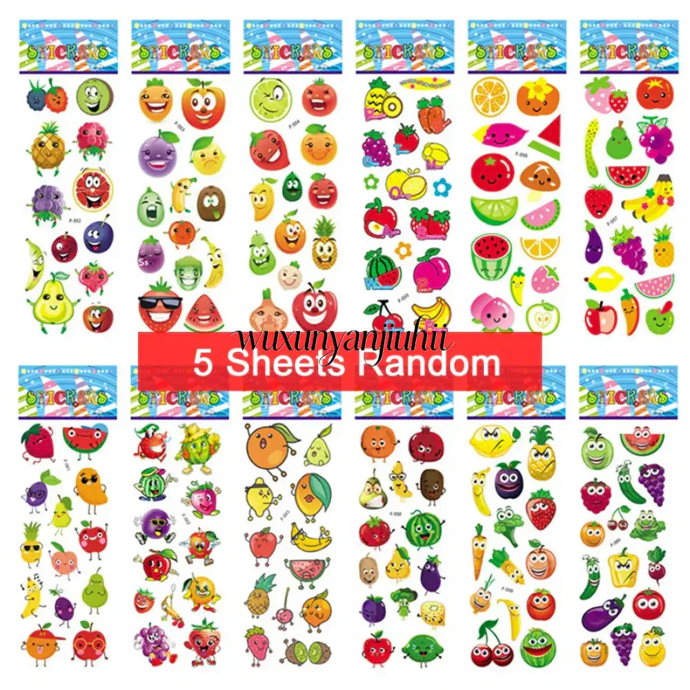 5 Sheets Kids Stickers Puffy Stickers for Children Birthday Christmas New Year Gift for Girl Boy Scrapbooking Cartoon