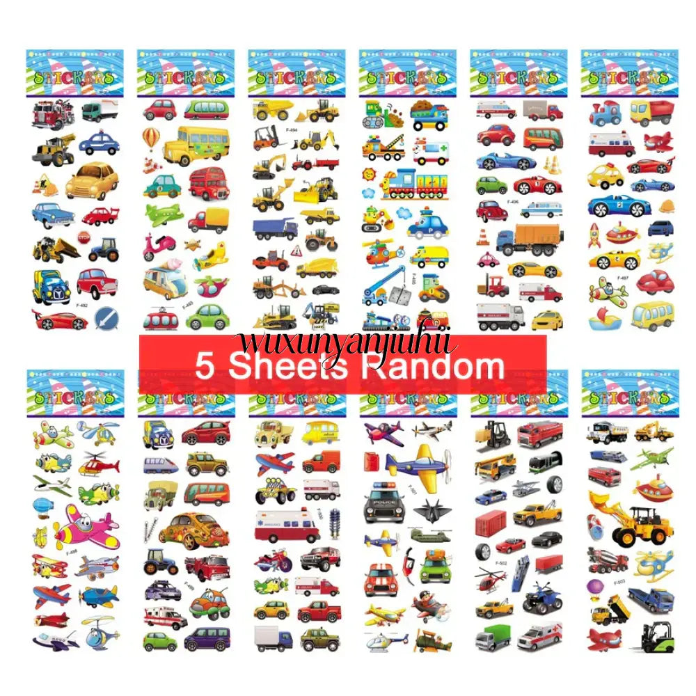 5 Sheets Kids Stickers Puffy Stickers for Children Birthday Christmas New Year Gift for Girl Boy Scrapbooking Cartoon