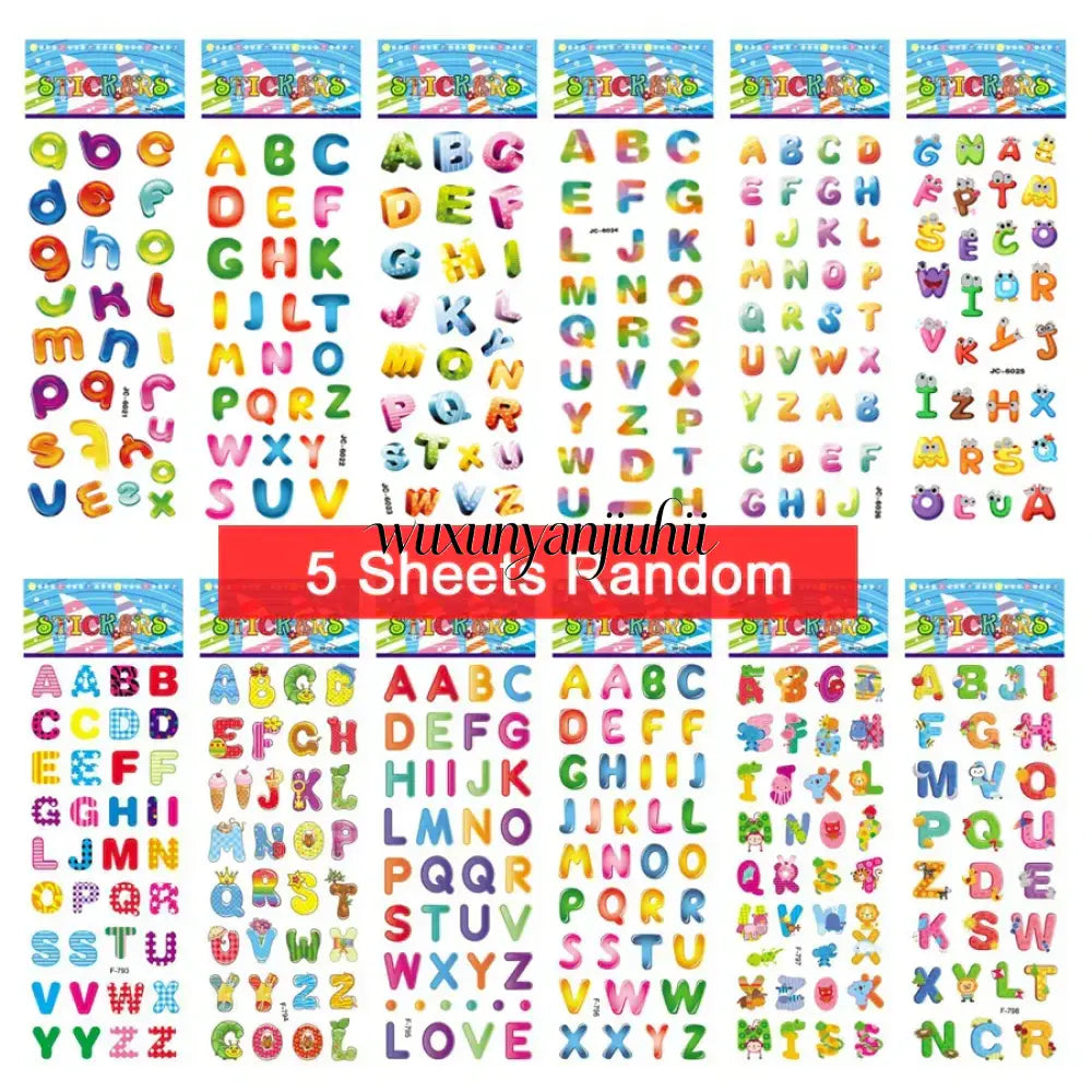 5 Sheets Kids Stickers Puffy Stickers for Children Birthday Christmas New Year Gift for Girl Boy Scrapbooking Cartoon