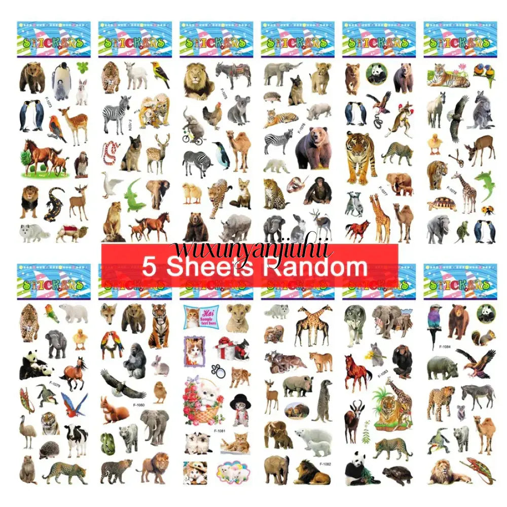 5 Sheets Kids Stickers Puffy Stickers for Children Birthday Christmas New Year Gift for Girl Boy Scrapbooking Cartoon
