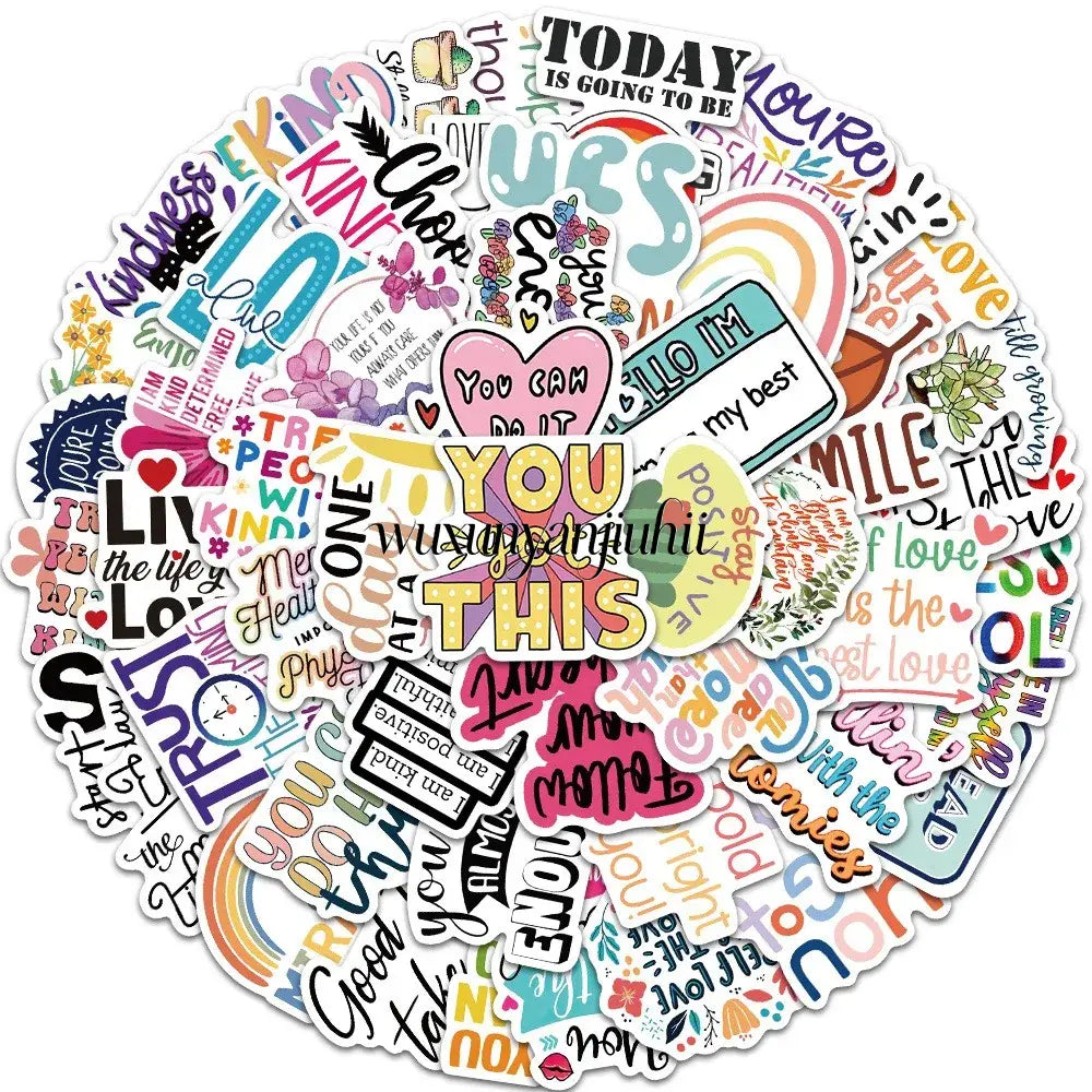 52pcs Inspirational Quote Stickers Pack Positive Decals DIY Laptops Water Bottles Phones Decorative Stickers Perfect