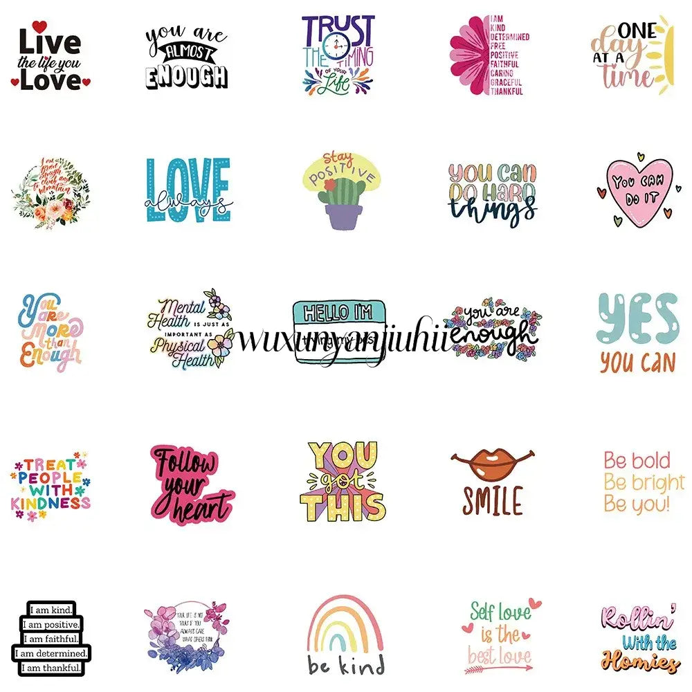 52pcs Inspirational Quote Stickers Pack Positive Decals DIY Laptops Water Bottles Phones Decorative Stickers Perfect