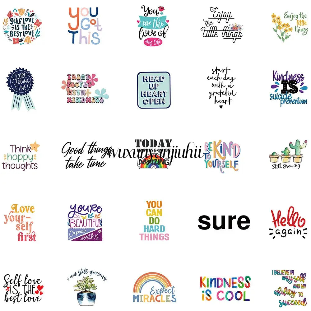 52pcs Inspirational Quote Stickers Pack Positive Decals DIY Laptops Water Bottles Phones Decorative Stickers Perfect