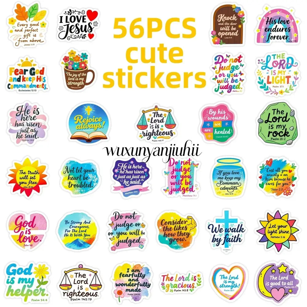 56PCS Cute Bible Inspirational Colorful Graffiti Stickers Inspirational Text Stickers - 56PCS - Stickers