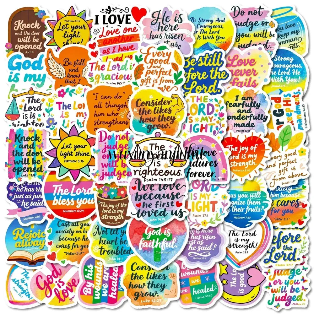 56PCS Cute Bible Inspirational Colorful Graffiti Stickers Inspirational Text Stickers - 56PCS - Stickers