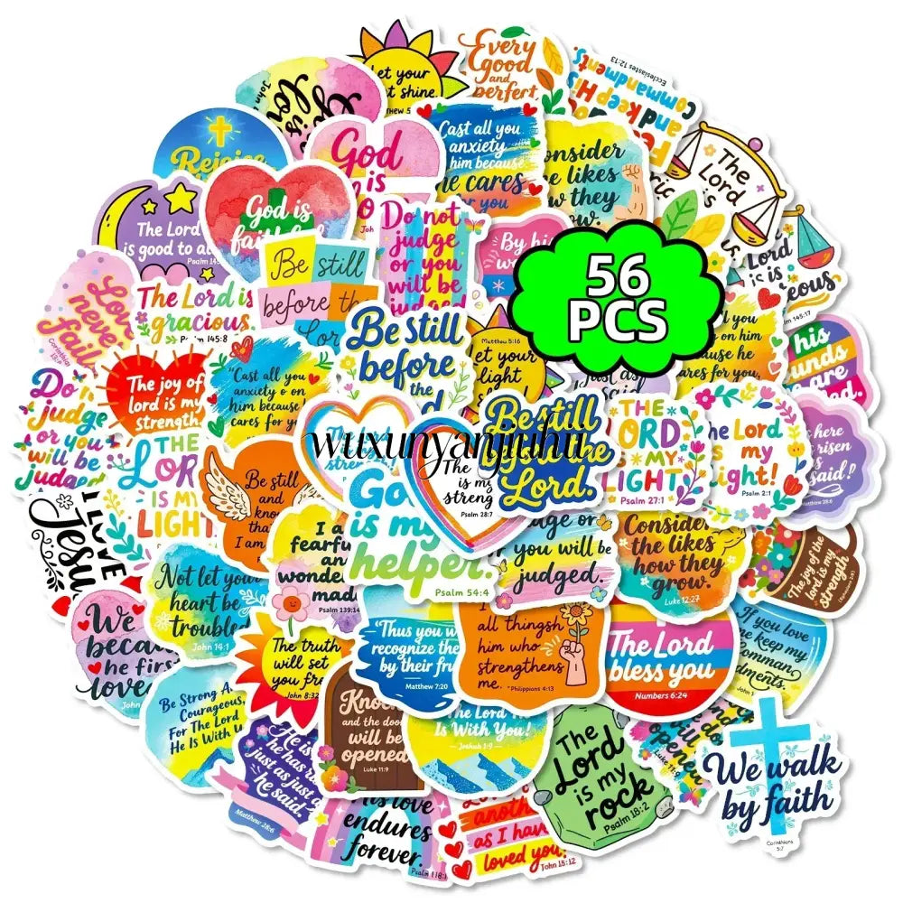 56PCS Cute Bible Inspirational Colorful Graffiti Stickers Inspirational Text Stickers - 56PCS - Stickers
