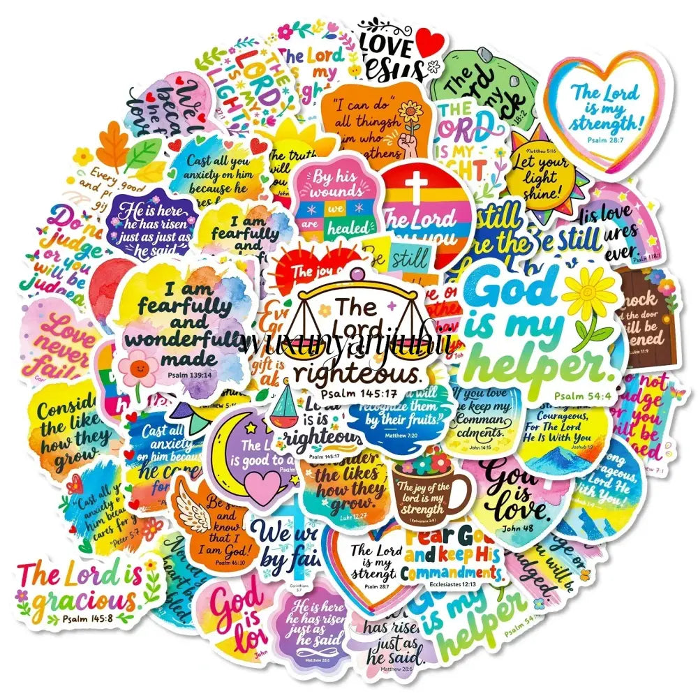 56PCS Cute Bible Inspirational Colorful Graffiti Stickers Inspirational Text Stickers - 56PCS - Stickers