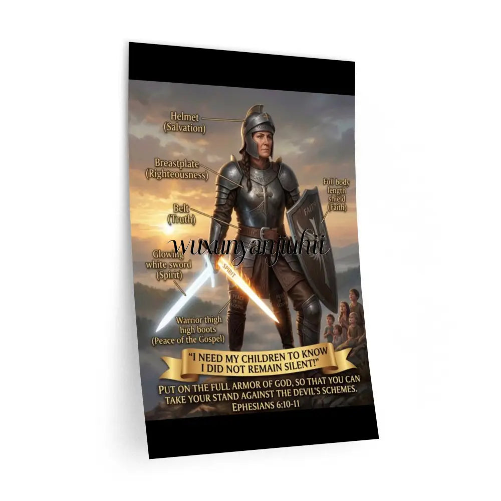 Armor of God Wall Decal, Biblical Christian Spiritual Warfare Illustration (Ephesians 6:10-11) - 12″ x 18″ - Wall Decal