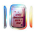 Holographic Die-Cut Sticker, Iridescent Can Design “A Gentle Tongue Can Break a Bone” - 2’’ × 2’’ / Die-Cut
