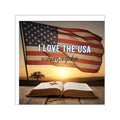 I Love the USA Square Vinyl Sticker, Patriotic American Flag Decal - 2’’ × 2’’ - Stickers