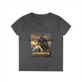 Ladies’ V-Neck T-Shirt, Inspirational Warrior Artwork Tee - S / Charcoal - V-neck