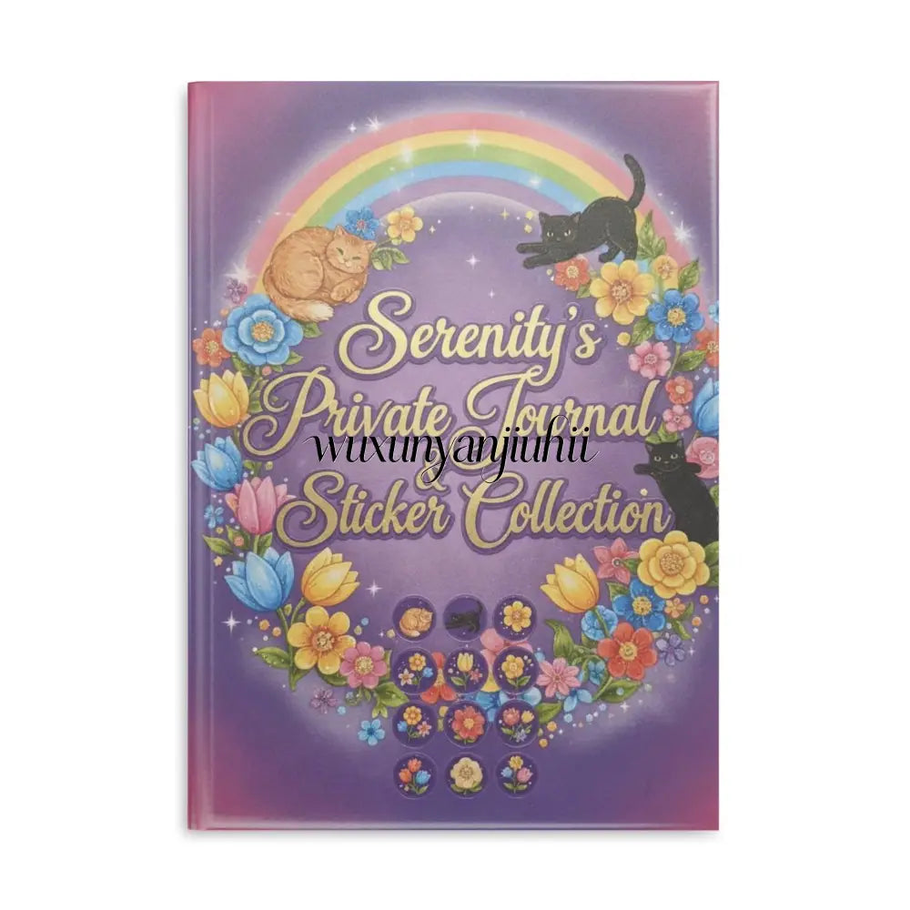 Personalized Serenity Hardcover Notebook, Puffy-Cover Journal & Sticker Book for Girls - A4 / Blank / Glossy - Paper