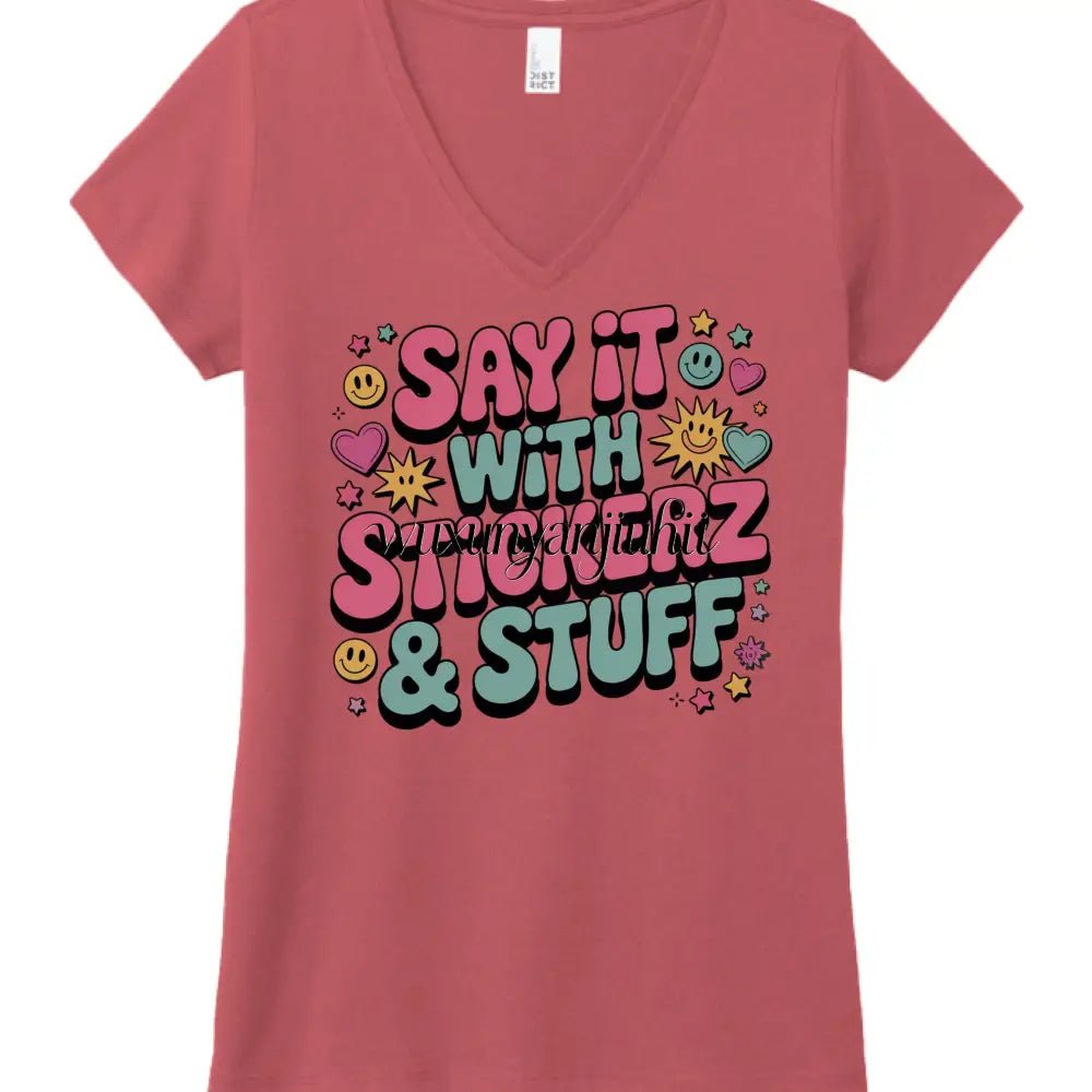 Say it with Stickerz 2 - Red Frost / XS - Printed T-Shirts