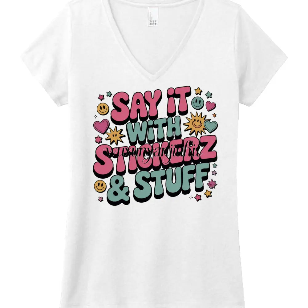 Say it with Stickerz 2 - White / XS - Printed T-Shirts