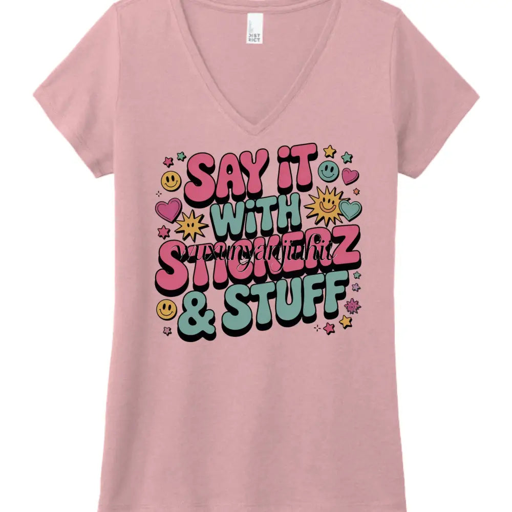 Say it with Stickerz 2 - WstriaHthr / XS - Printed T-Shirts