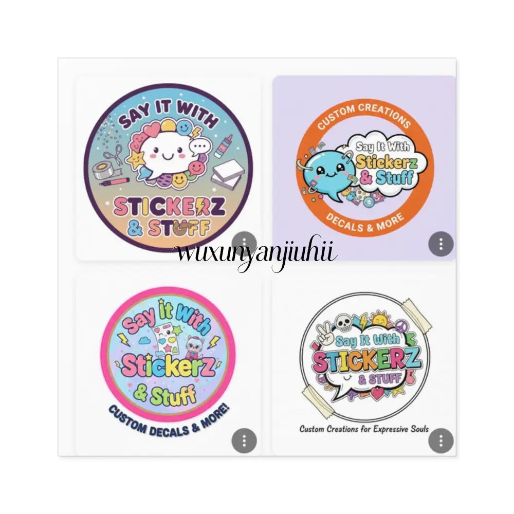 Say It with Stickerz Logo Square Stickers - Square / 2’’ × 2’’ / White - Paper products