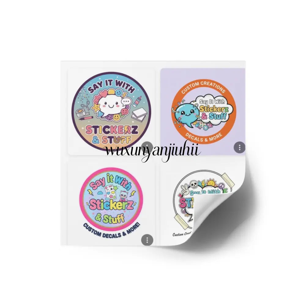 Say It with Stickerz Logo Square Stickers - Square / 2’’ × 2’’ / White - Paper products