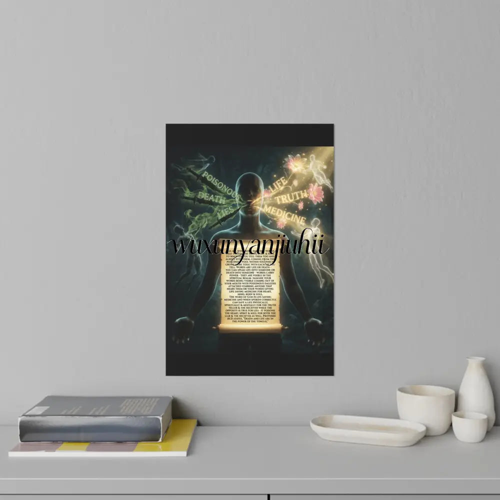 Wall Decal, Mystical Anatomy Poster with Scroll Text (Life Death Truth Medicine) - 12’’ x 18’’ - Wall Decal